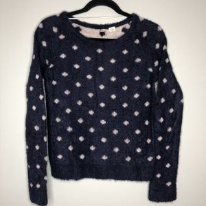 Anthropologie Moth Large Blue White Polka Dot Wool Blend‎ Pullover Sweater